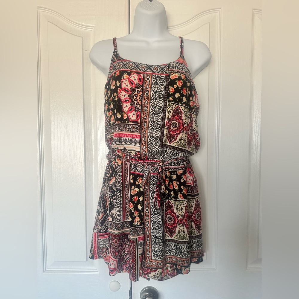 Floral Patchwork Sleeveless Romper